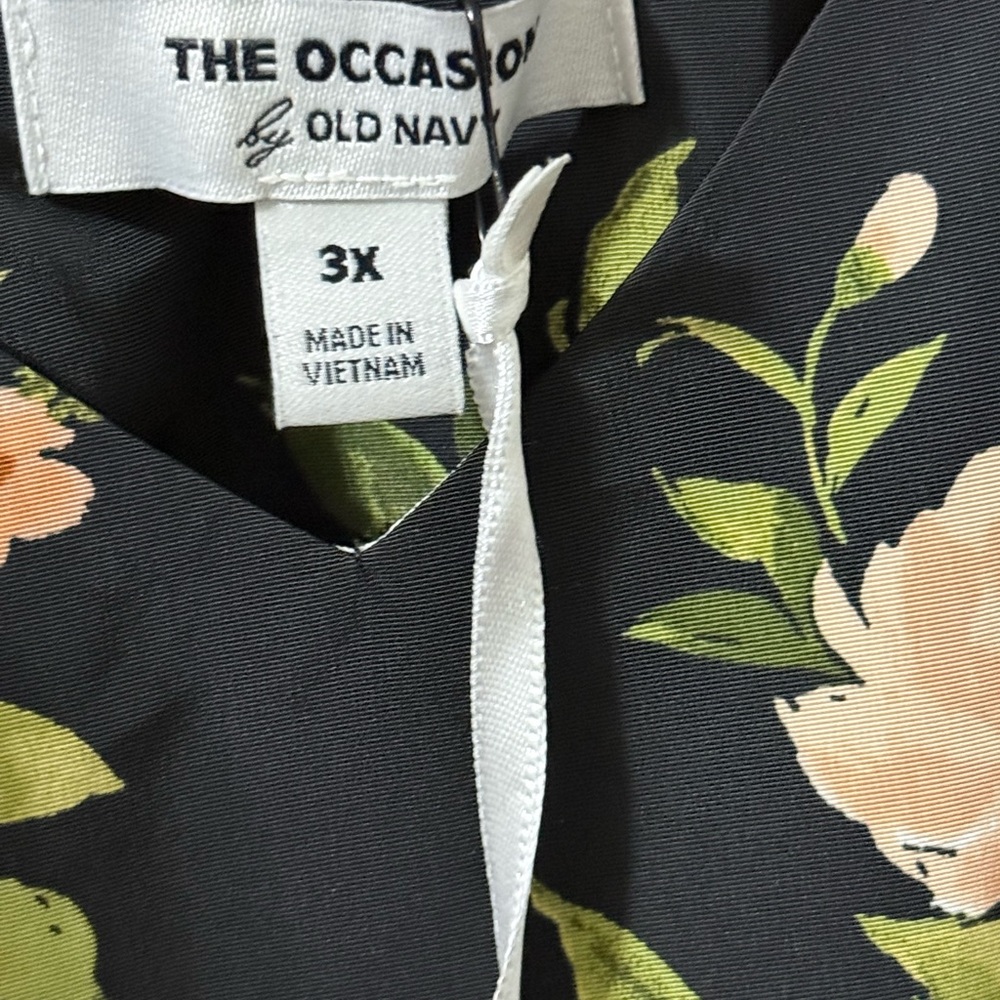 NWT Old Navy Floral Midi Dress - Black and Pink - Picture 2 of 4